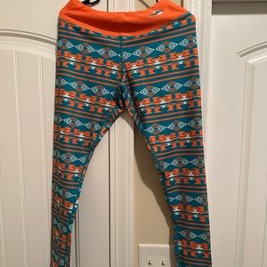 NFL Miami Dolphins Orange and Teal Patterned Leggings